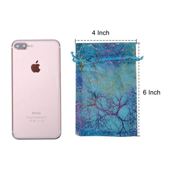 Blue Organza 18x12" Drawstring Gift Bags Biodegradable For Candy