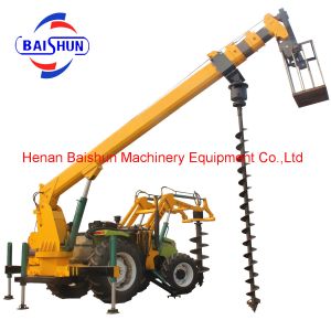 Hydraulic ground digger auger drill attachment for excavator