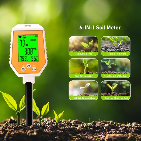 PH/EC/Moisture/Sunlight/Air Humidity Soil PH Meter Digital Soil Tester