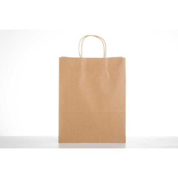 Rectangle Brown Bags With Handles , Kraft Paper Tote Bag For Food