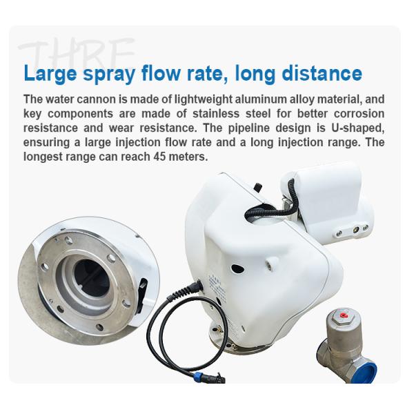 High Flow Water Cannons on Water Truck 24V Fixed Cannon with External Electric Battery Capacity