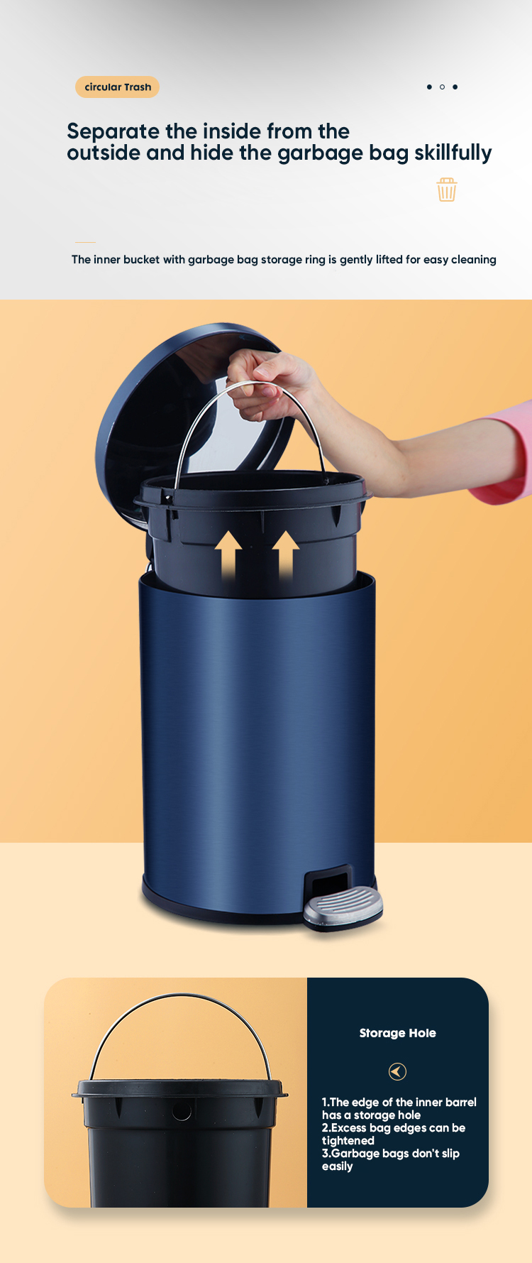 Steel and Pp Pedal Trash Can Bathroom Bin With Toilet Brush for Kitchen Recycling Storage for Household Items