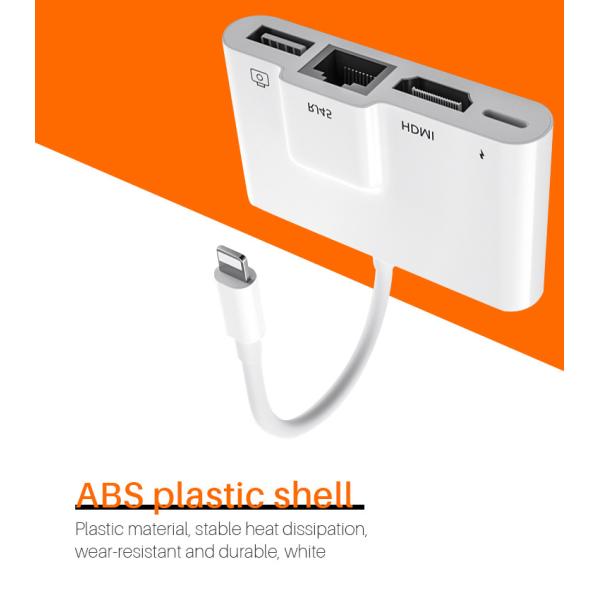 portable OEM 0.2M Lightning To 4 In 1 Camera Card Reader With RJ45