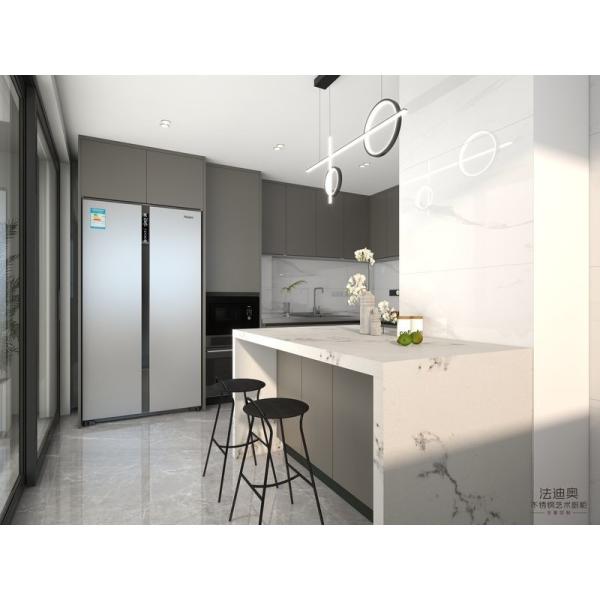 Fadior Brown Color Stainless Steel L-Shaped Kitchen Cabinets With Full-Height Design