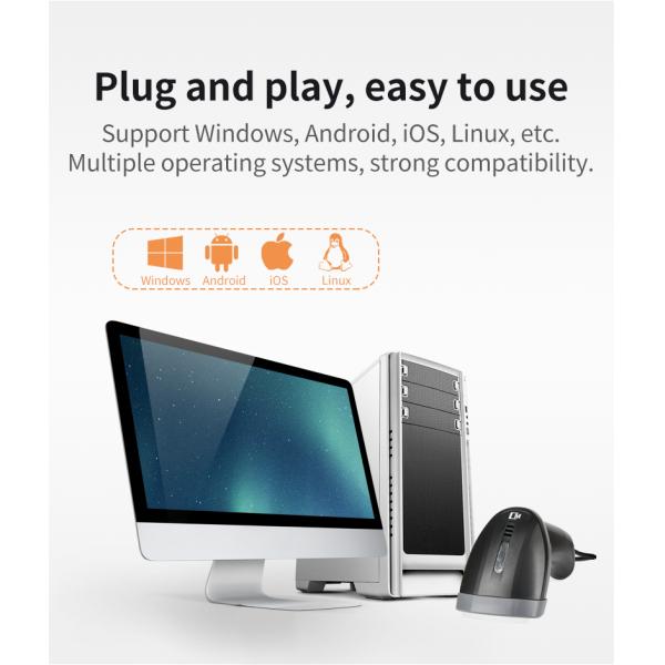 USB Laser CMOS Barcode Scanner Wired Handheld Bar Code Scanner Reader Black