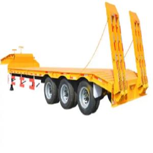 China Heavy 3/4 Axle 40FT 60T Low bed truck Semi Trailer With Hydraulic Ramp And Famous Brand Spare Parts , H steel Side beam wholesale