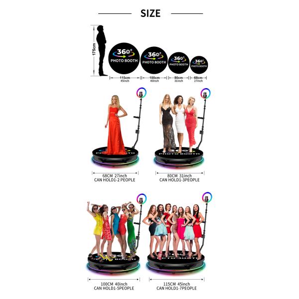 360 Degree Photo Booth Fill Light Machine with 500KG Load Capacity and Automatic Spin
