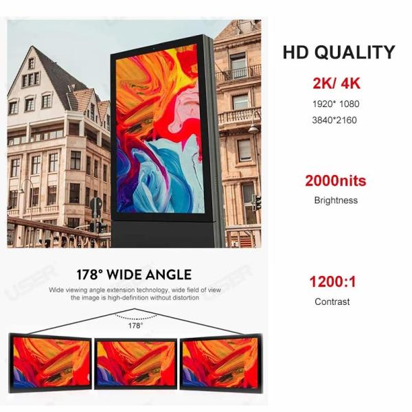 Ip55 Waterproof Outdoor Digital Signage , Floor Stand Advertising Lcd Touch Kiosk