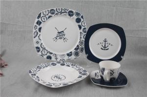 China 20pcs Special Bone China Dinnerware Sets Square Shape With Captain Design on sale