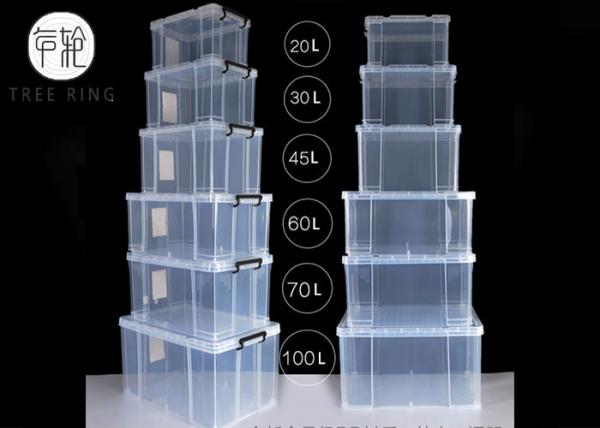 Quality 32 Liters Clear Plastic Foldable Container , Food Grade Plastic Stacking Crates for sale