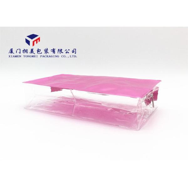 Rectangle Shape Soft PVC Bags For Bath Set High Durability Matte Pink PVC Backside