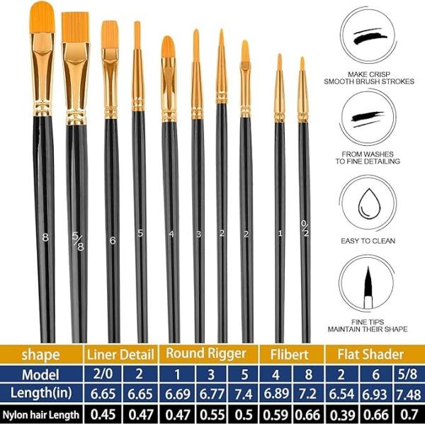 Acrylic Oil Watercolor Paint Brushes Set UV Resistant For Body Face Rock Canvas