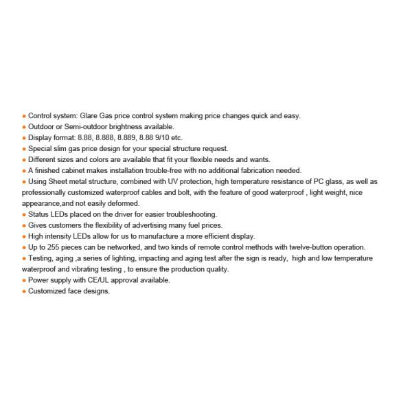 LED Digital Gas Pricer Sign for Gas Station Brightness 6000cd Waterproof level IP65