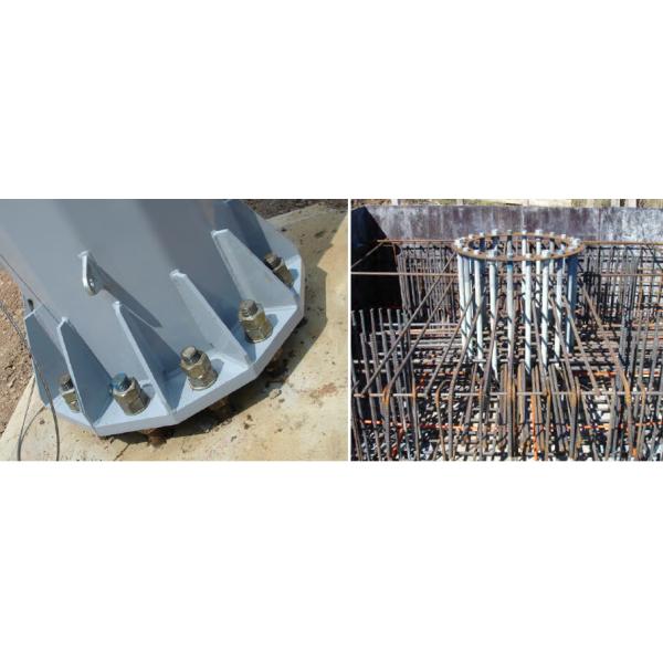 14m Tapered Steel Utility Pole Structures Power Pole With Climbing Ladder Protection