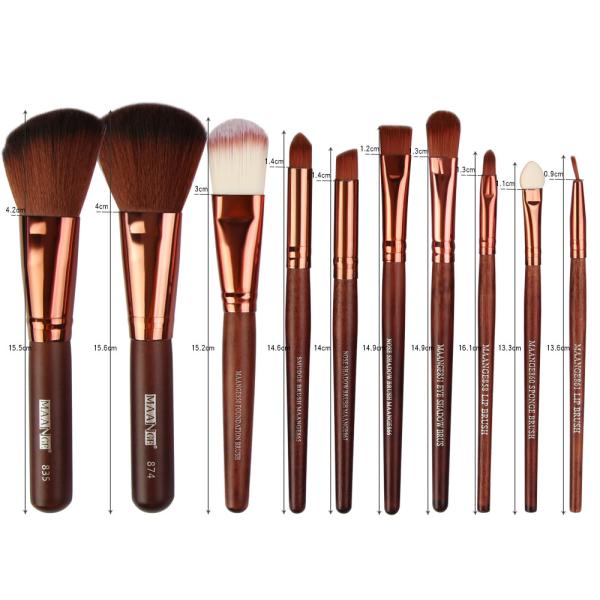 lWholesale 22 Pieces Brown Color Makeup Brushes Fan Brush Best Make up Brushes