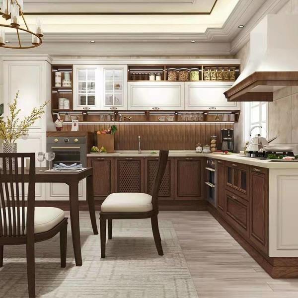 Anti Fouling Traditional Two Tone Kitchen Cabinets / Kitchen Melamine Cupboards