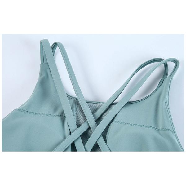 New Design Shock Proof High Neck Cross Back Sports Bra Mesh Logo Custom Exercise Bras