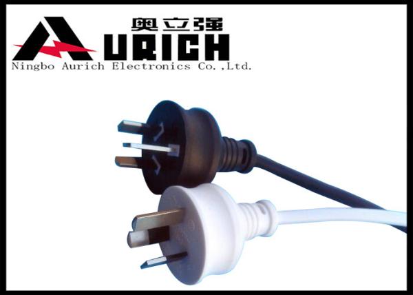 Quality SAA 3 Pin Plug Australian Mains Lead 10A 250V With IEC Connector White / Black Color for sale