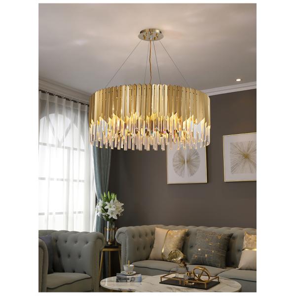 Black Modern Chandelier Lighting For Living Room Luxury Round Crystal Lamp(WH-CY-175)