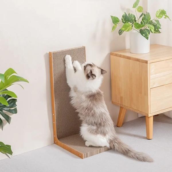 ODM Tall Cardboard Cat Scratcher L Shaped Cat Corrugated Scratcher