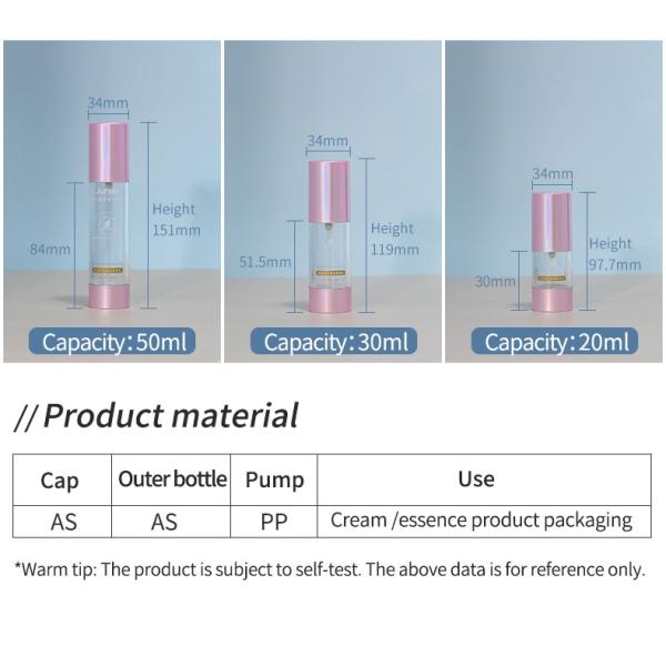 100ml Rose Gold Cosmetic Plastic Pump Bottles Airless Bottle Set for Facial Care Essence Lotion 100ml Volume Industrial