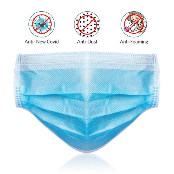 3 Layer Disposable Earloop Face Mask For Dust / Germ / Virus Prevention