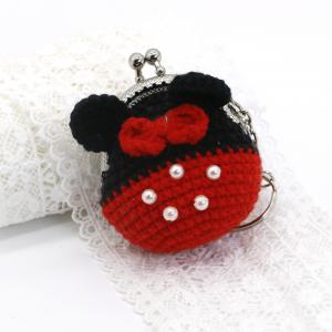 China Red Wool Cute Doll Keychain Hand Woven Handie Bag shape With Pearl wholesale