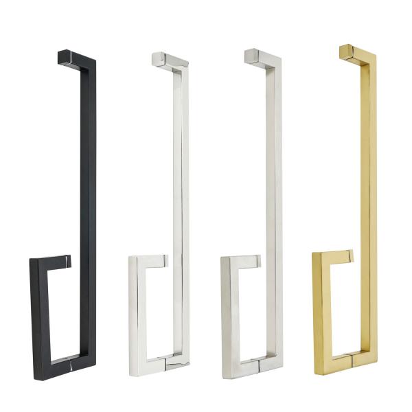 Polished Entrance Black Door Handle Pull for Building Bathroom Glass Door Installation