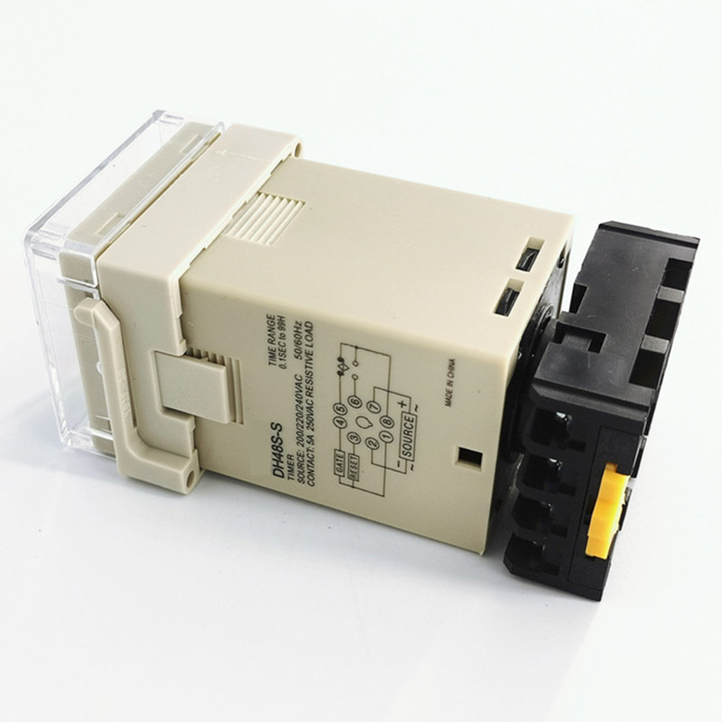 DH48S-S110V 220V 380V AC 24V 12V DC 0.01S - 99H 99M 8 Pins Digital Timer Switch Time Delay Relay with Base Socket