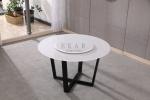 White And Black Round Stone Rotating Dining Table