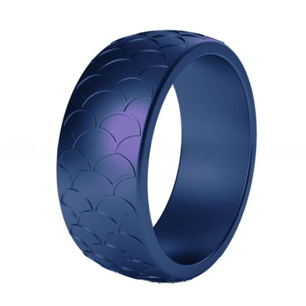 Men Silicone Wedding Ring Fish Scale Design Multi Colors 8.7mm Breathable