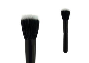 Black Long Handle Flat Top Brush Buffer Makeup Brush With White Black Nylon Hair