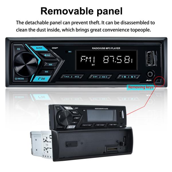 Detachable Car Radio MP3 Player BT FM SD FCC Car Cd Mp3 Player Single Din