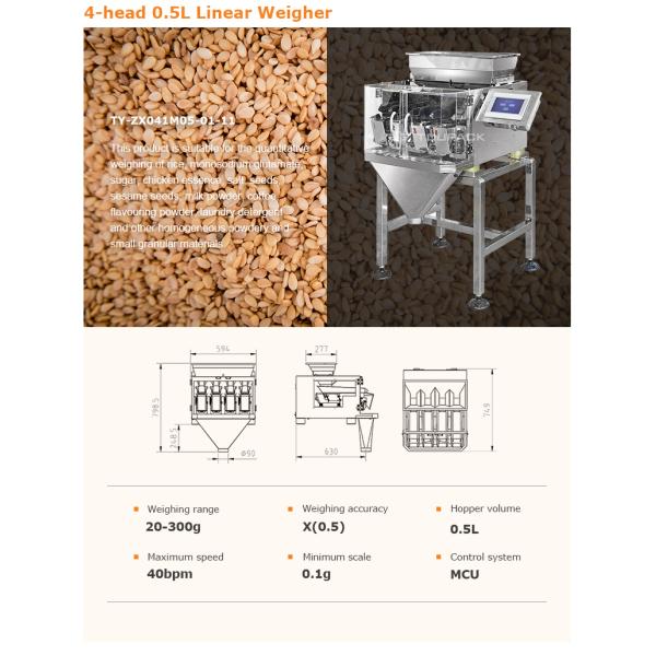 Automatic Four Heads Linear Weigher SUS304 35BMP For Weighing 1000g Product