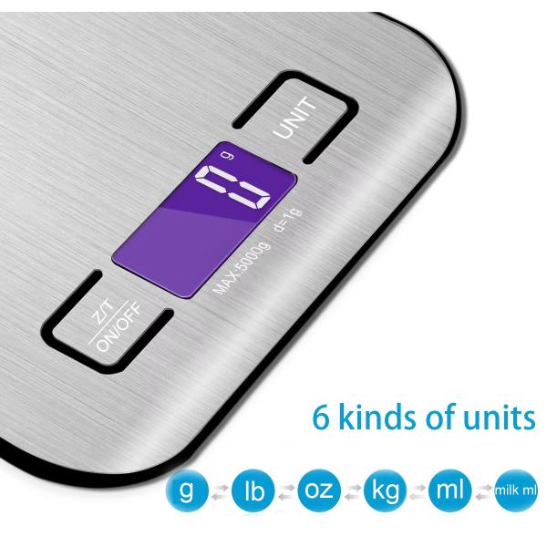 5kg 11lb Stainless Steel Household Digital Food Scale 5kg/1g