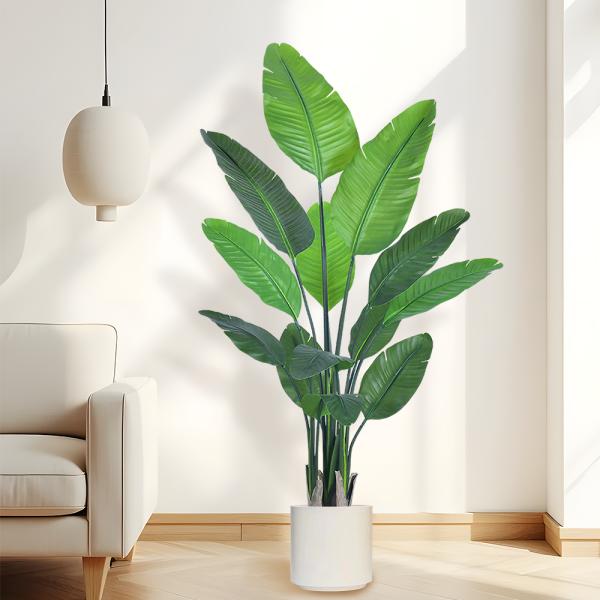 Faux Traveller's Palm Tree (artificial birds of paradise plant​) - 180cm/210cm Realistic PE Leaf Artificial Plant for Indoor Outdoor Decor