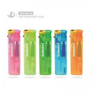 China Transparent Color OEM Windproof Lighter for Promotion Model NO. DY-F012 7.88*2.1*1.1 CM on sale
