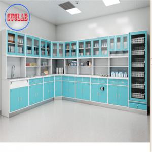 China Hospital Clinic Furniture Wall Mounted Disposal Cabinet Stainless Steel Handle 110 Degree Hinge White wholesale