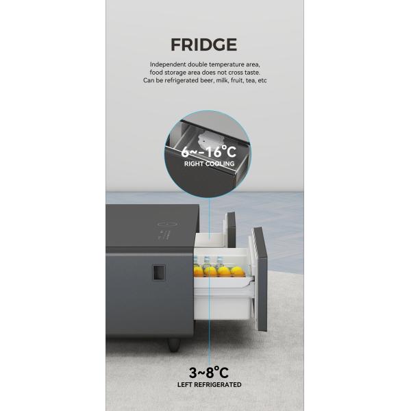 Multifunctional Smart Coffee Table with Wireless Charging and 0-8 Temperature Range