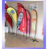 Fiberglass Poles Stainless Steel Base Flying Banner Teardrop / Feather / Square Beach Flag for sale