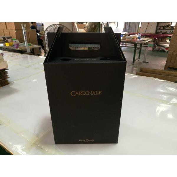 Wholesale fancy corrugated mailer box corrugated wine box for two bottles with handle