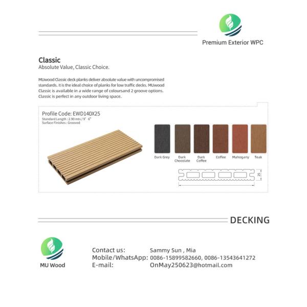 Fireproof WPC Outdoor Decking Floor WPC Decking Fence Panels