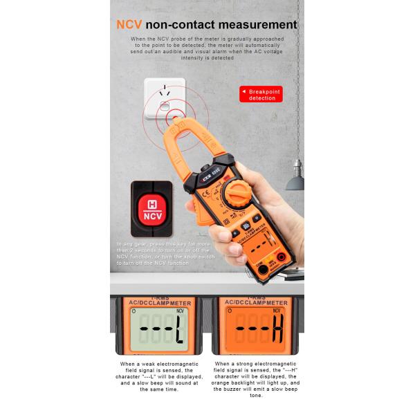 4000 Counts Pocket Clamp Digital Multimeter with NCV Flashlight Lighting