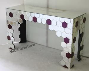 China Mirrored Living Room Console Table , Purple Silver Mirrored Entry Table wholesale