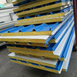 China 50mm A grade fire rating glass wool insulated sandwich roof panel use 20ft container house wholesale