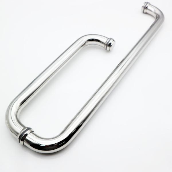Tempered Glass Pull Handle with SS304 Vertical Stainless Steel Adjustable Design