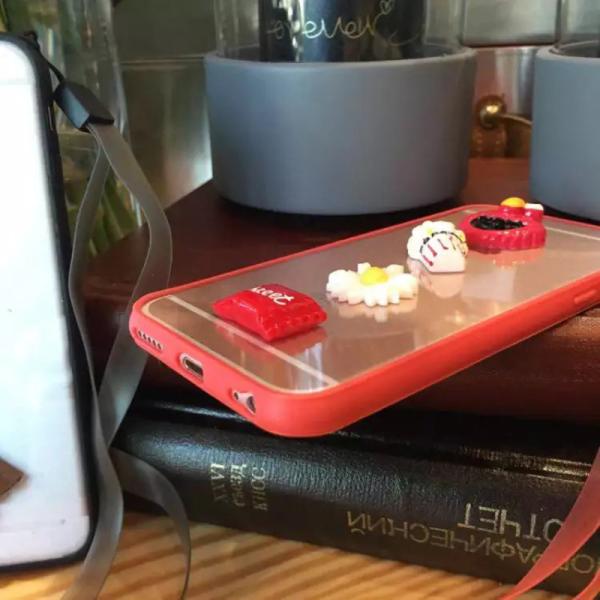 Acrylic DIY Cartoon Candy Chocolate Pasted Cell Phone Case Cover For iPhone 7 6s Plus with Lanyard