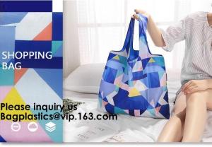 China Xlarge Handle Bags Reusable Washable Foldable Folding Reusable Shopping Bags, Groceries With Zipper Carrier on sale