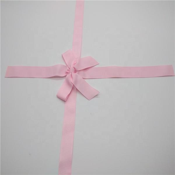 Quality Thin Pre Tied Ribbons , Solid Color Patterned Pink Ribbon Bow For Gift Packing for sale