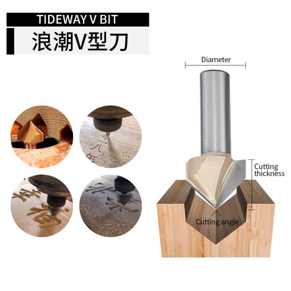 120 150 Degree Woodworking Router Bit Set 6.35mm 12.7mm Aluminum Coated End Mill
